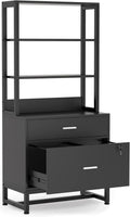 Black 2 Drawer Lateral File Cabinet with Lock P535