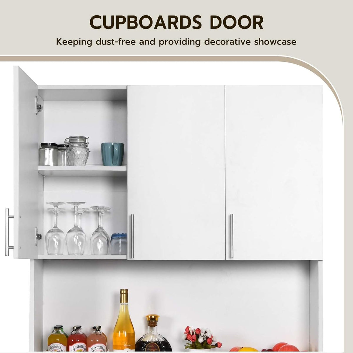 White 71" Freestanding Tall Kitchen Pantry Cabinet with 6 Doors and Drawer I224140