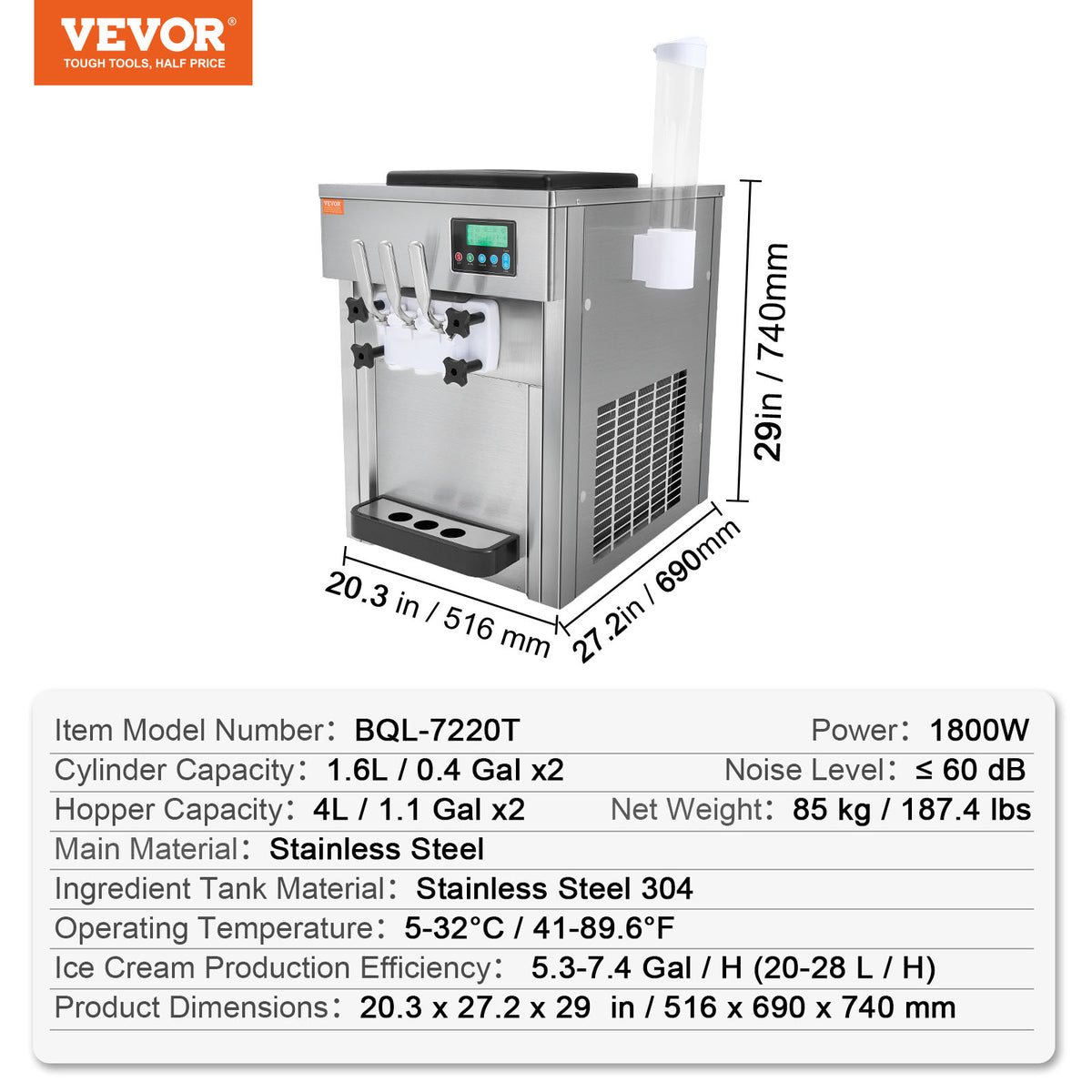 Commercial Soft Serve Ice Cream Machine 3 Flavor Countertop R77076