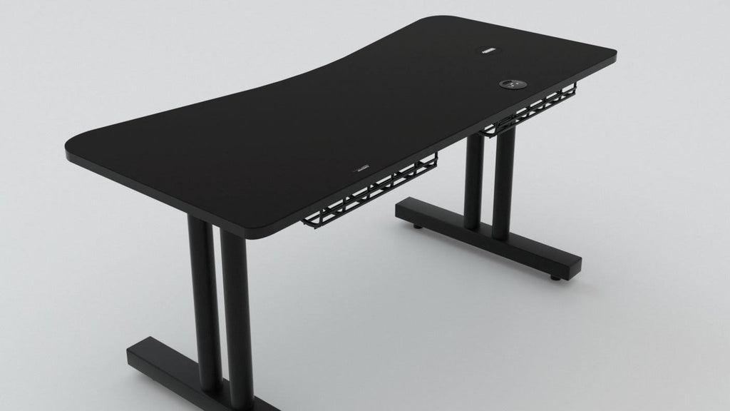 Black Gaming Desk with Infinity Mousepad and Built-in Cellphone Charger R501