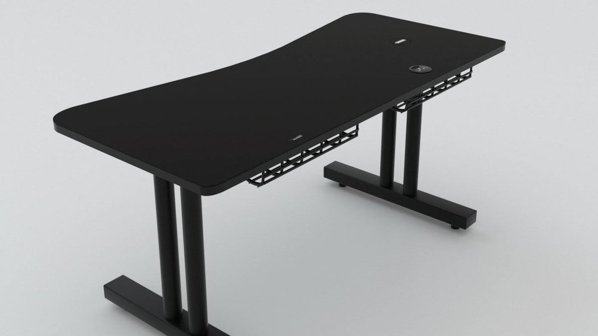 Black Gaming Desk with Infinity Mousepad and Built-in Cellphone Charger R501