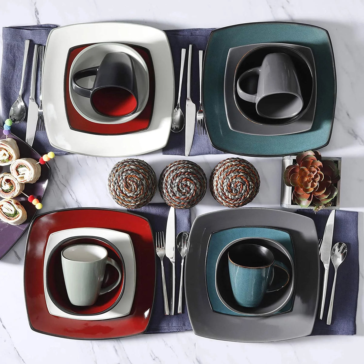 16 Pc Teal Dinnerware Set Y352550