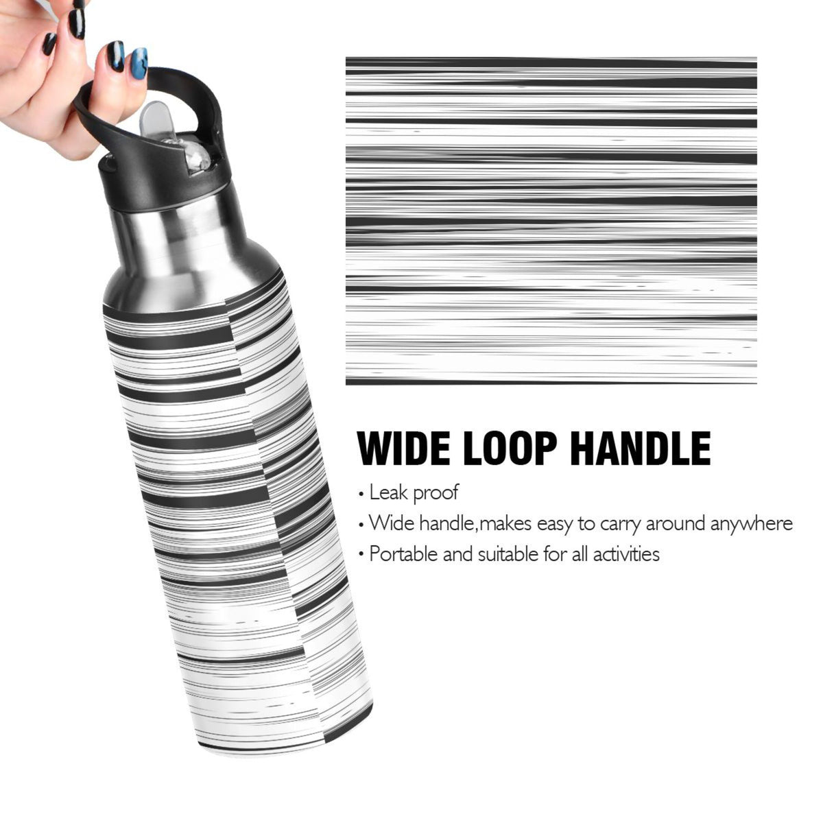 20 OZ Stainless Steel Vacuum Insulated Water Bottle with Straw Lid O405982
