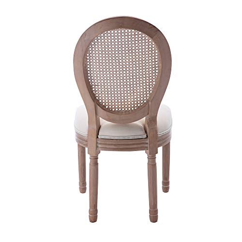 Dining Chairs Set of 2 Fabric Cane Upholstered Solid Wood Frame U35939