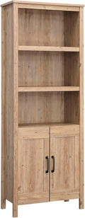 Khaki Pine Finish Bookcase with Doors X337