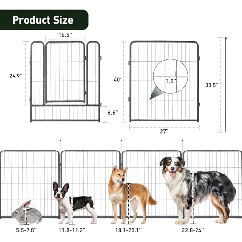 40" Height 16 Panels Foldable Dog Playpen C98420