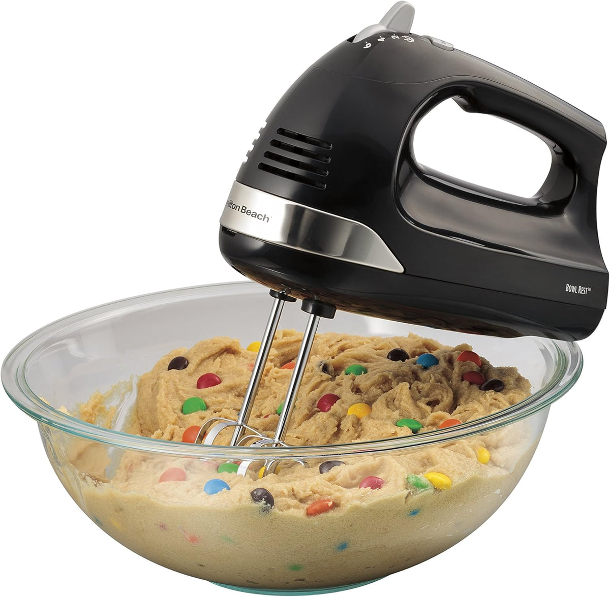 6-Speed Electric Hand Mixer with Storage Case, Beaters, Whisk and Bowl Rest, Black H559
