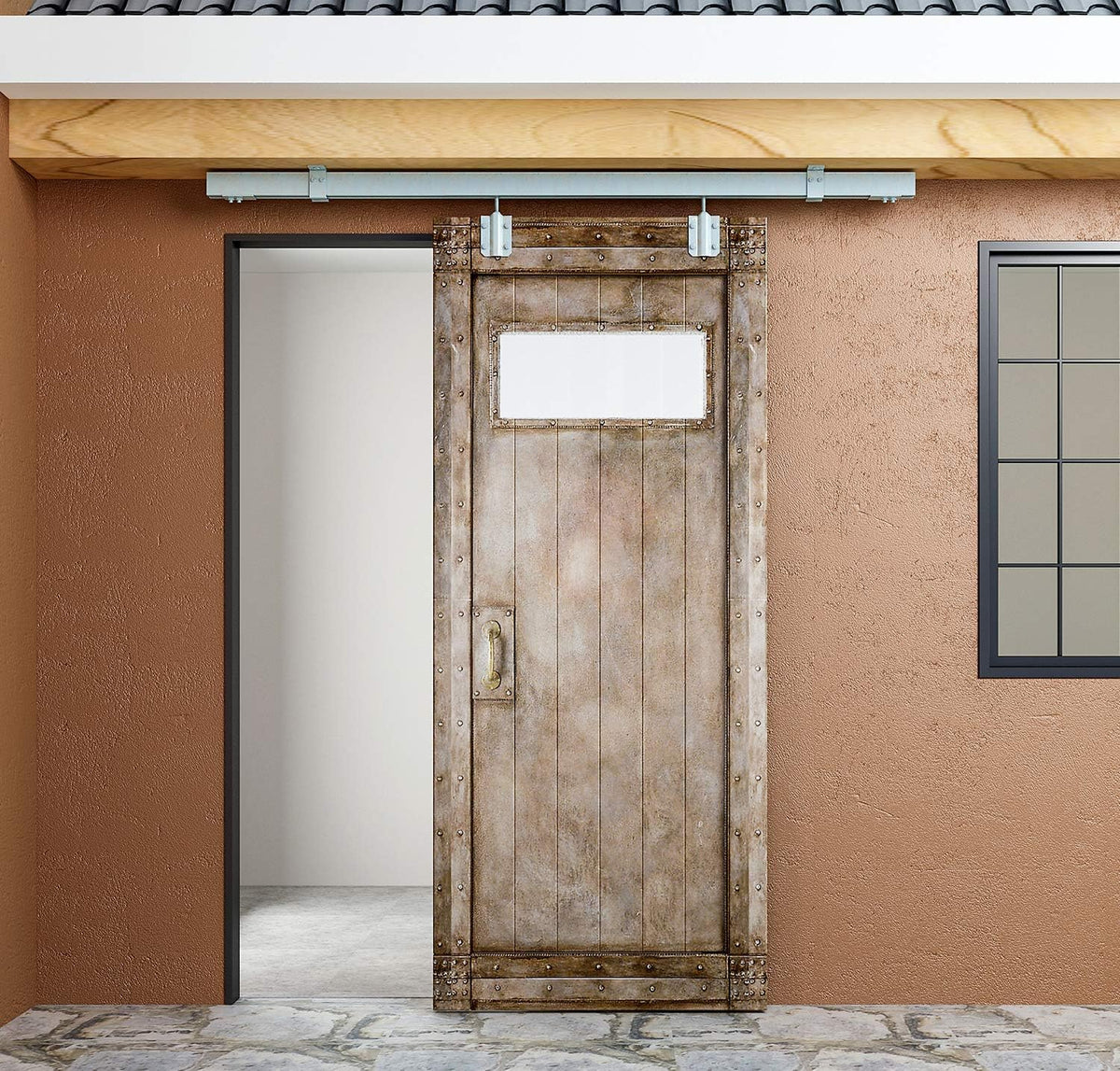 8FT Double Sliding Barn Door Hardware Kit A533