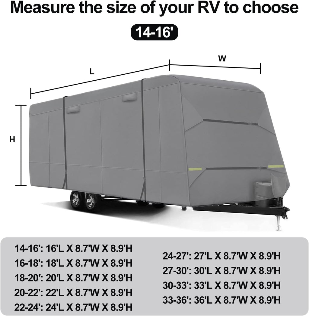 6 Layers RV Cover with Tie Cover & Gutter Cover & Tongue Jack Cover D5029