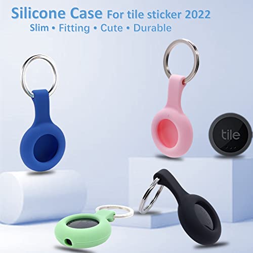 4 Packs Silicone Case for Tile Tracker Tag with Keychain (Black,Green,Pink,Blue) Q932450