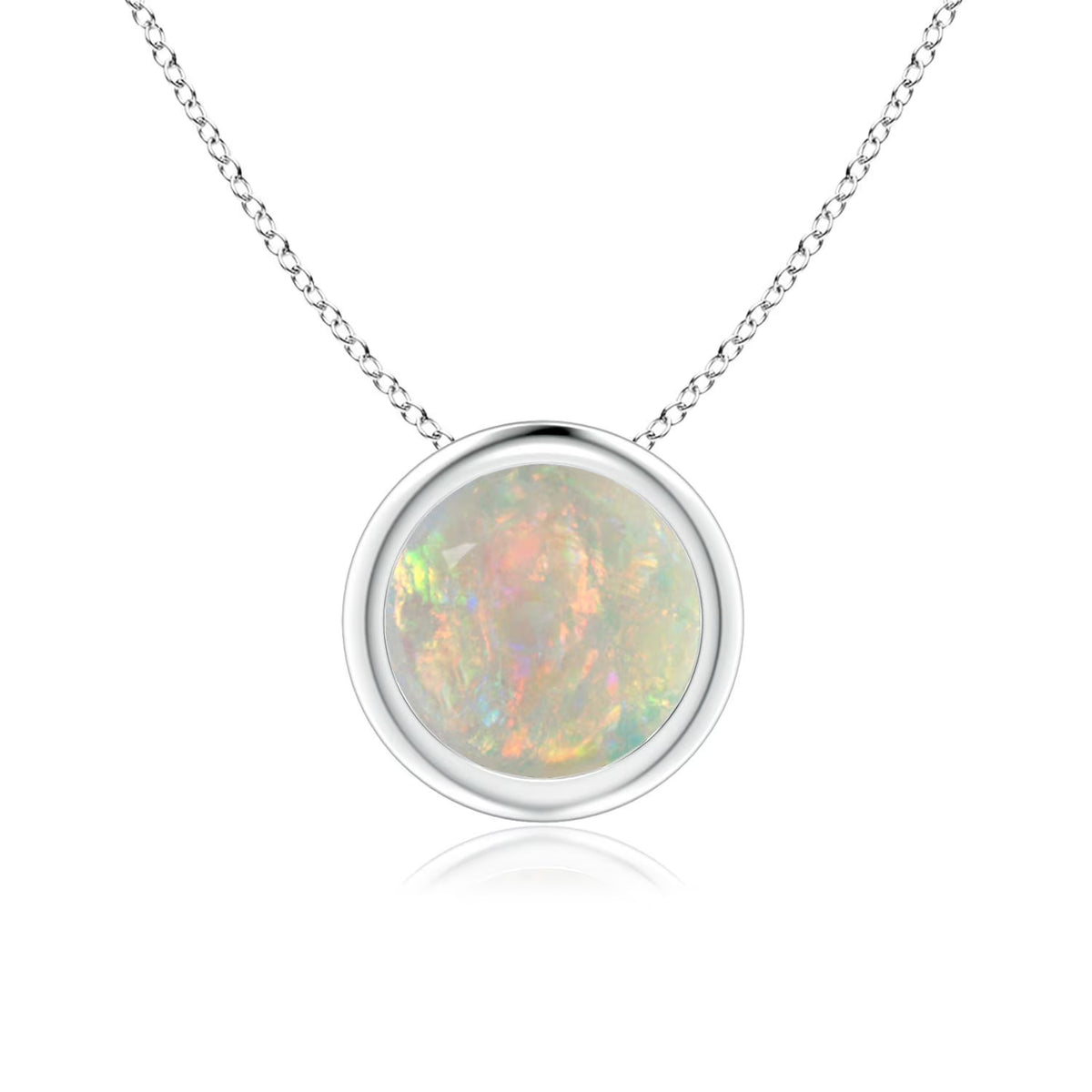 Sterling Silver Opal Solitaire Pendant Necklace H2293