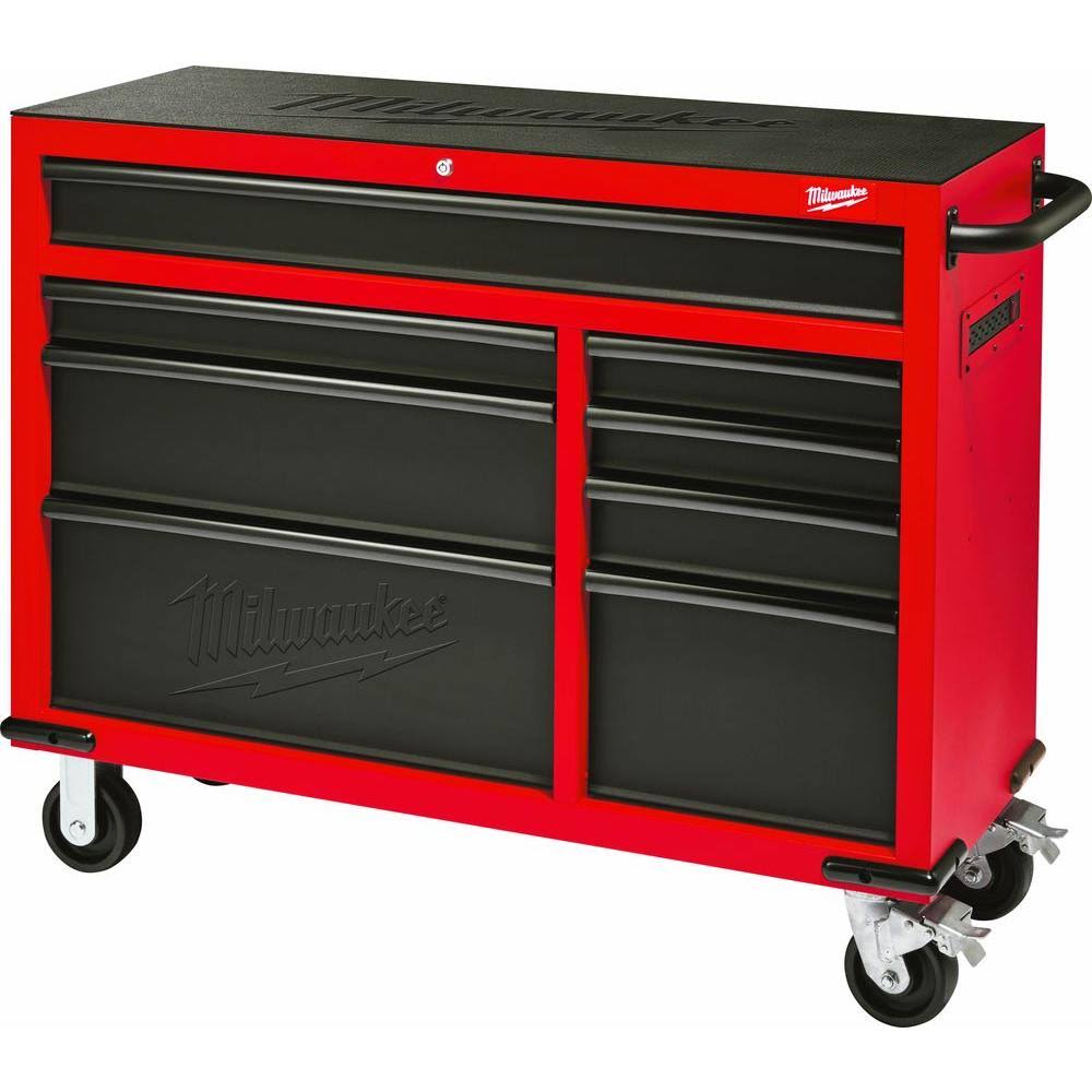 Red 8 Drawer Rolling Steel Storage Cabinet B598