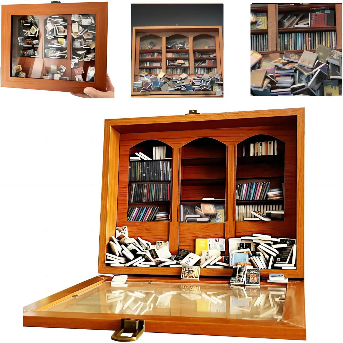 Miniature Book Library with 200PCS Mini Bookshelf E236402