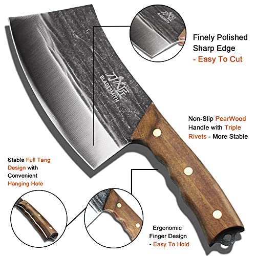 6.3'' Stainless Steel Meat Cleaver with Pear Wood Handle I599