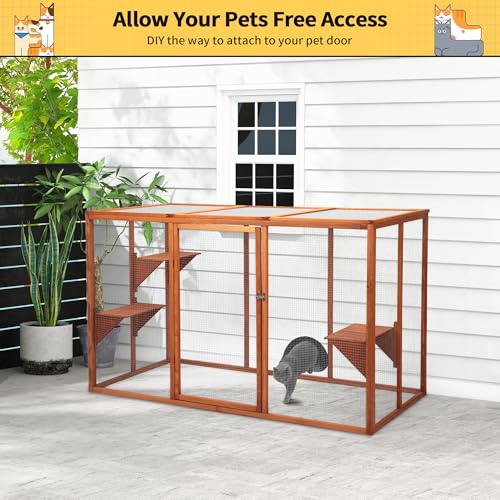Grey Wooden Cat Enclosure V518961