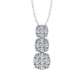 10K White Gold Diamond Cluster Pendant Necklace 18" I87324
