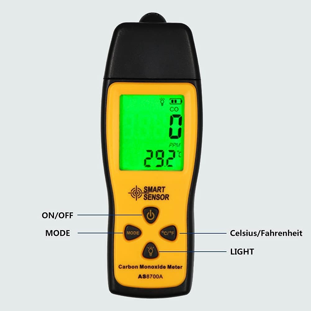 Handheld Carbon Monoxide Meter, 0-1000 ppm, Pack of 2 V93108