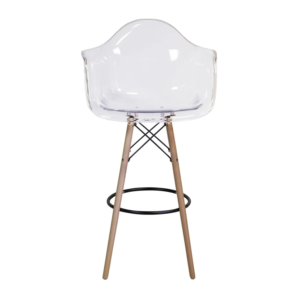 Clear Counter Stool with Wooden Dowel Base X965