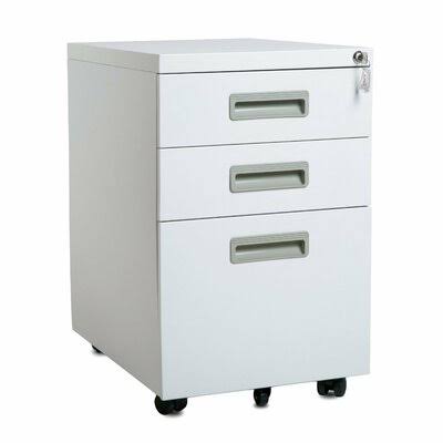 White 3-Drawer Mobile Vertical Filing Cabinet N86193