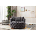 Dark Gray Linen Tufted Velvet Swivel Barrel Chair A746