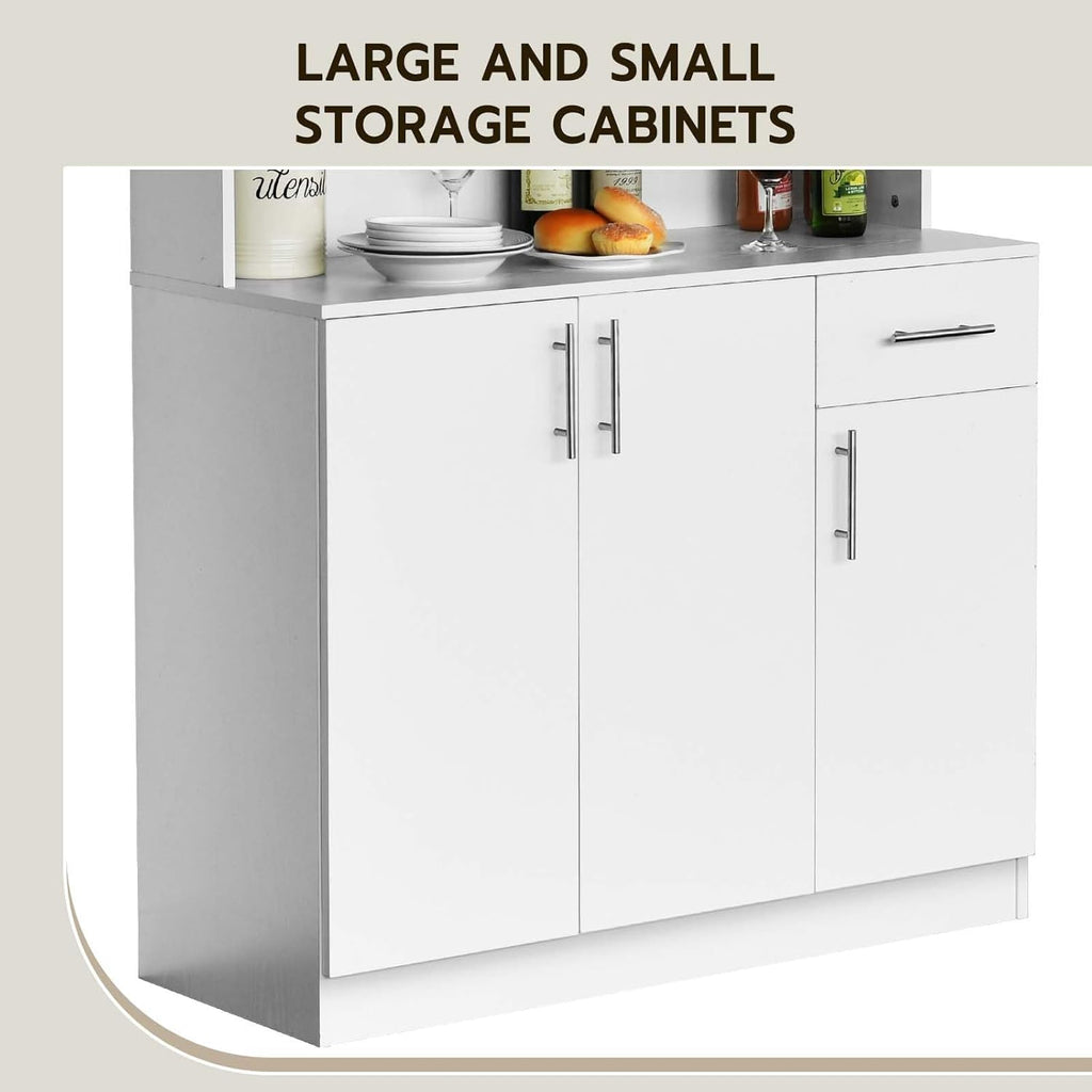 White 71" Freestanding Tall Kitchen Pantry Cabinet with 6 Doors and Drawer I224140