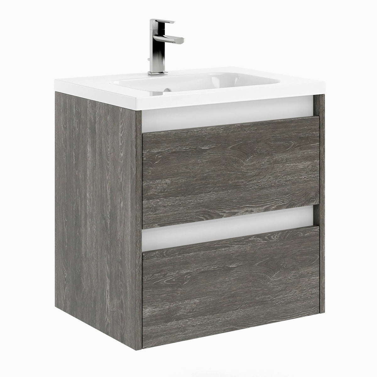 Charred Oak Wood 24 x 24 x 18 inch Bathroom Vanity Cabinet with Ceramic Top Sink Y838