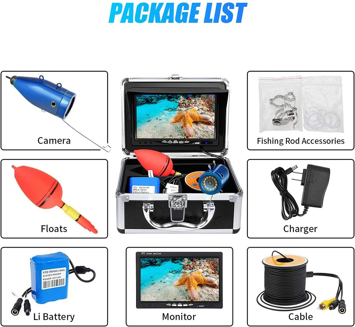 7 inch LCD Monitor 1000TVL Fishing Camera with 15M Cable L3245