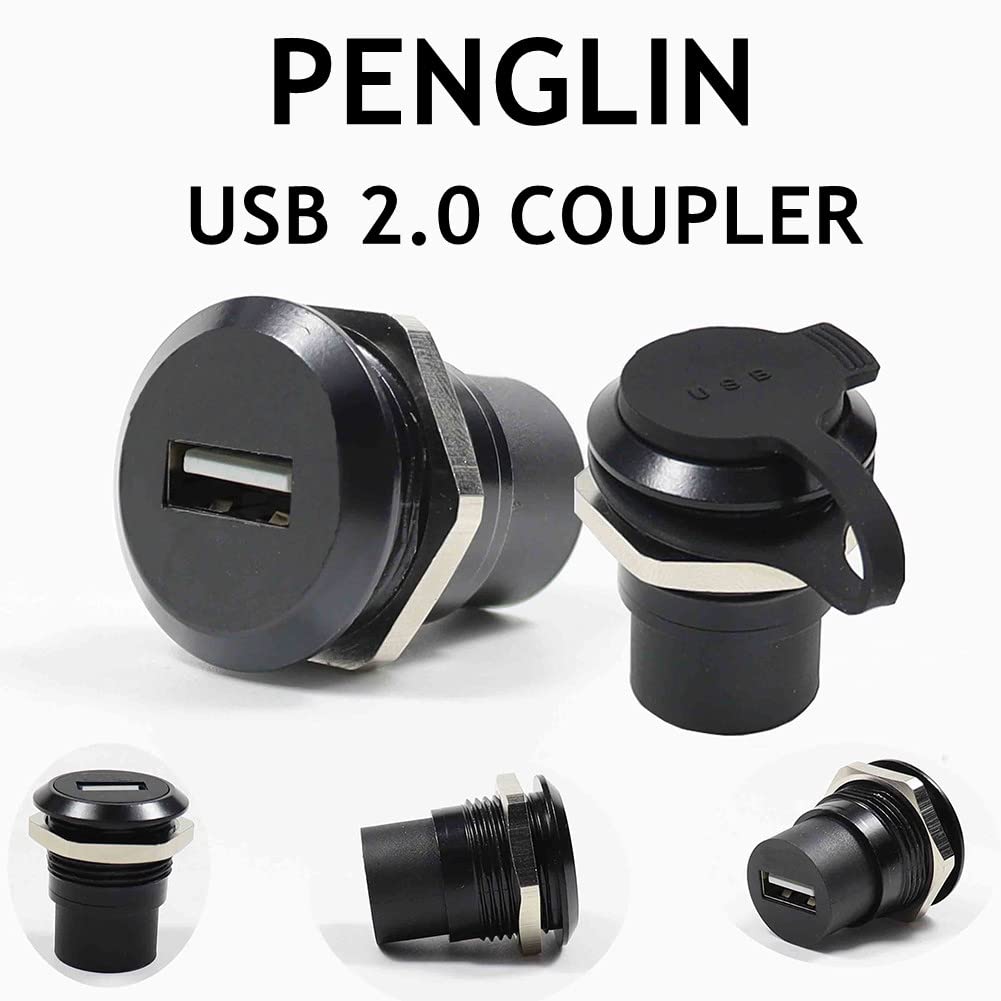 USB 2.0 Panel Mount Coupler Female to Female Bulkhead Adapter with Dustcap S754220