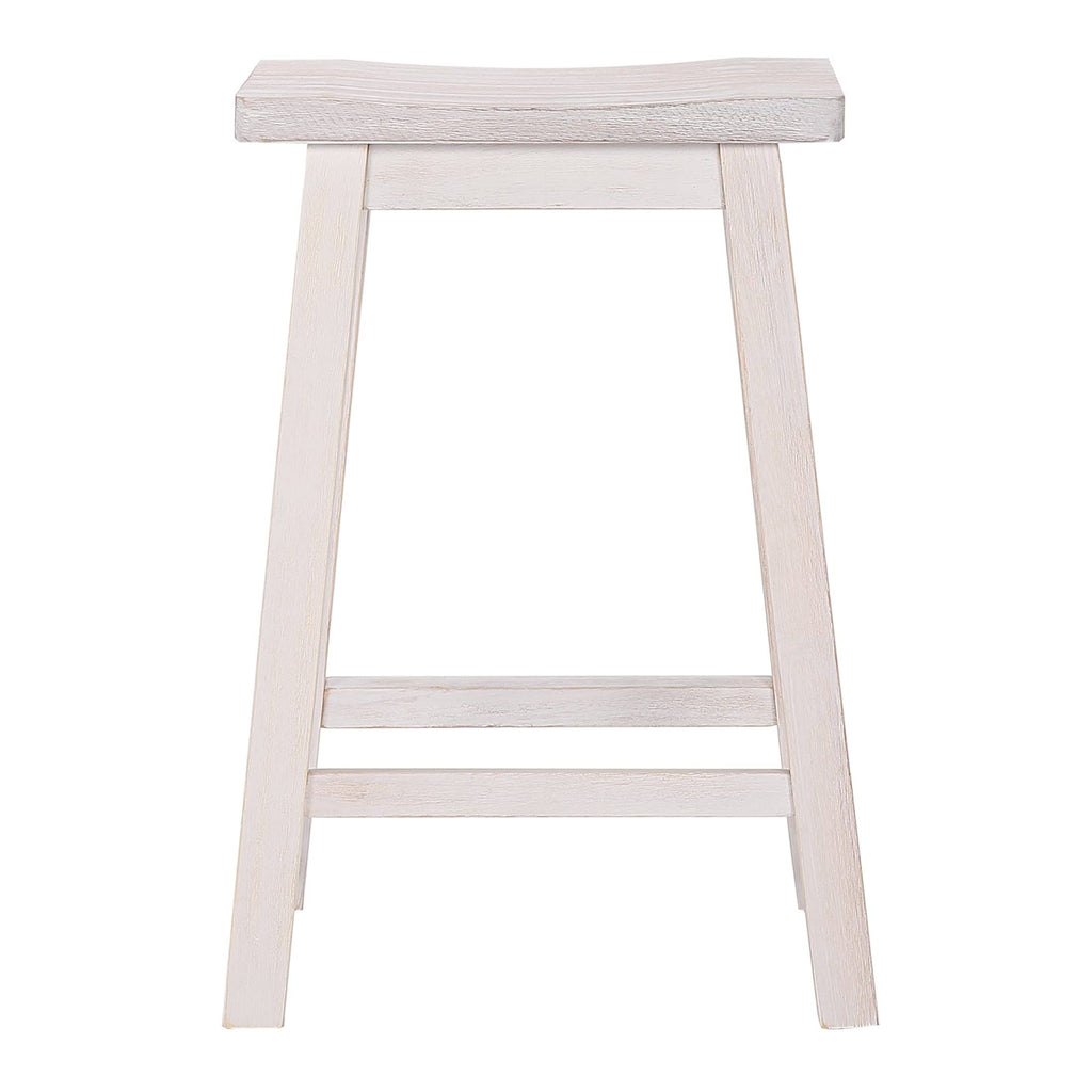 White Solid Wood Saddle Bar Stool, Set of 2 P285