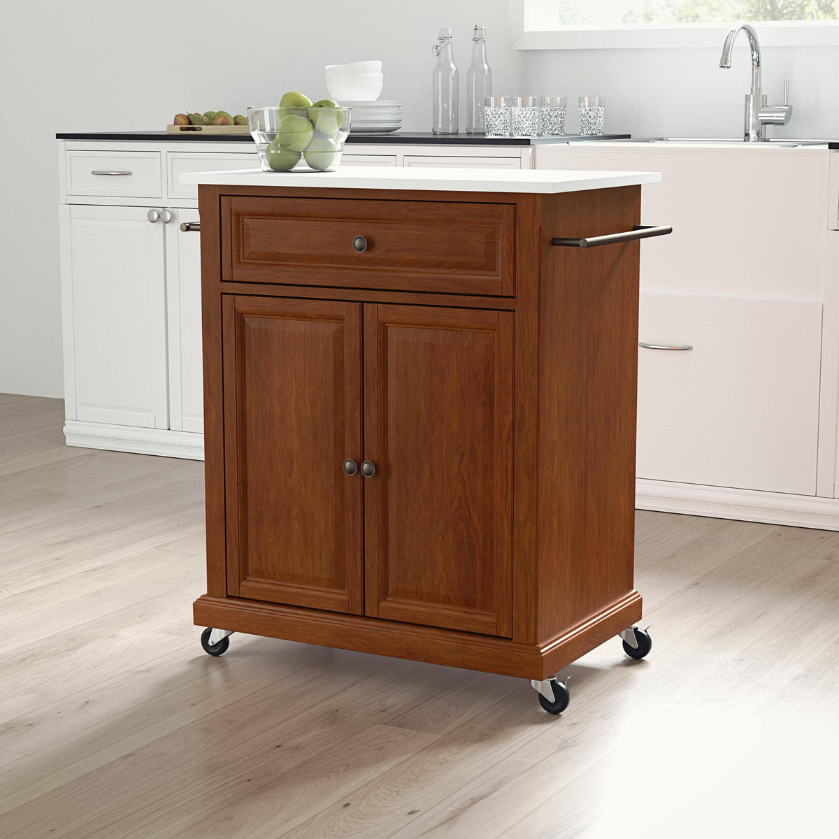 Cherry Granite Top Kitchen Cart L4669