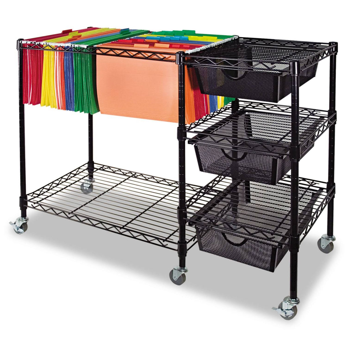 Black Mobile File Cart with 3 Drawers R56029