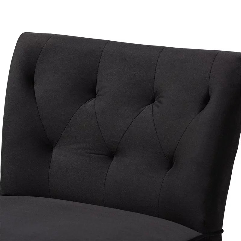 Black Velvet and Walnut Brown Wood Accent Chair G93646