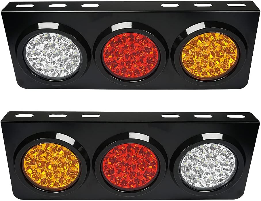 LED Truck Trailer Tail Lights with Iron Bracket Base, 48-LED, 2 PCS X583