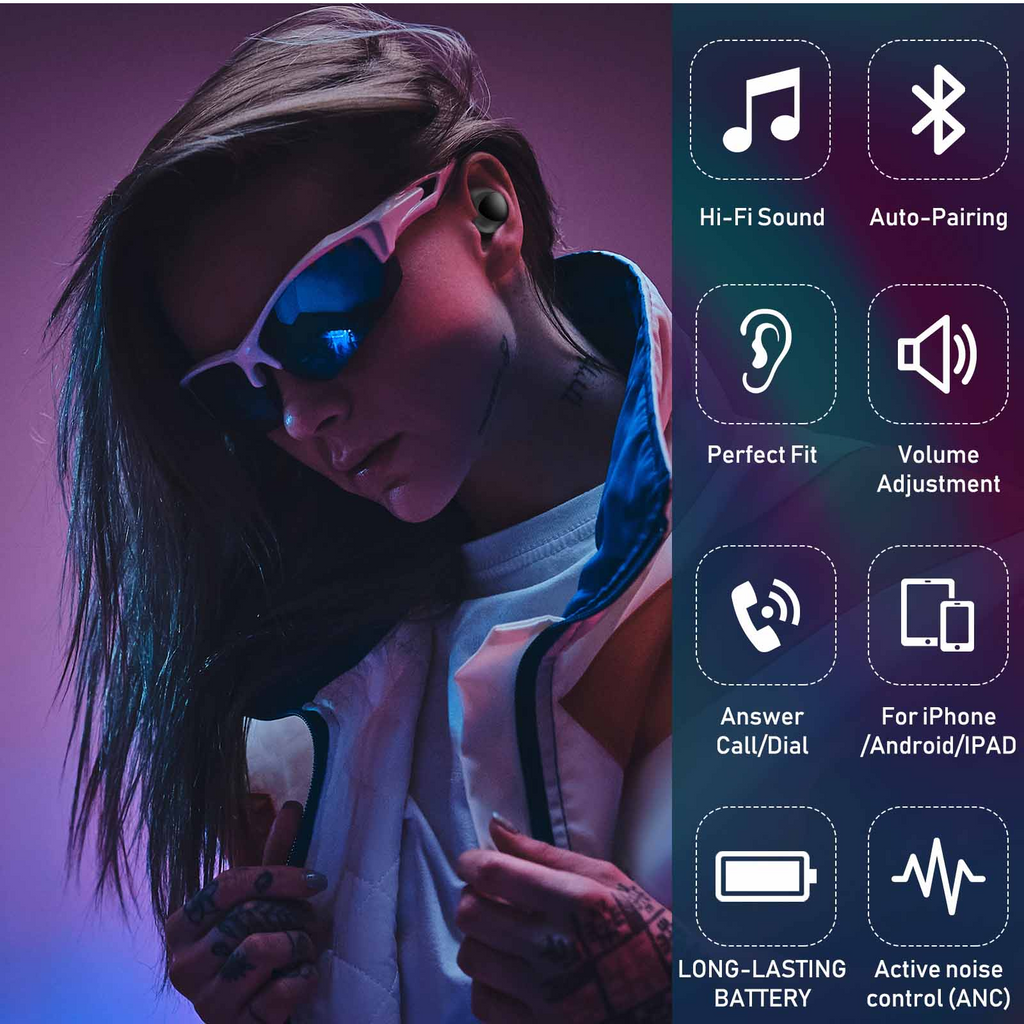 Black True Wireless Earbuds with Active Noise Cancelling I385