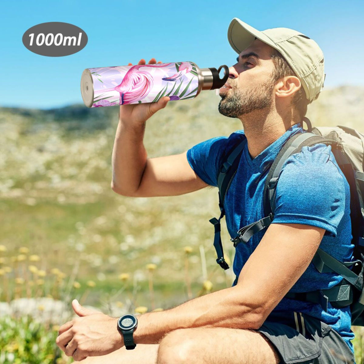 20 oz Insulated Stainless Steel Water Bottle with Straw Lid U4106