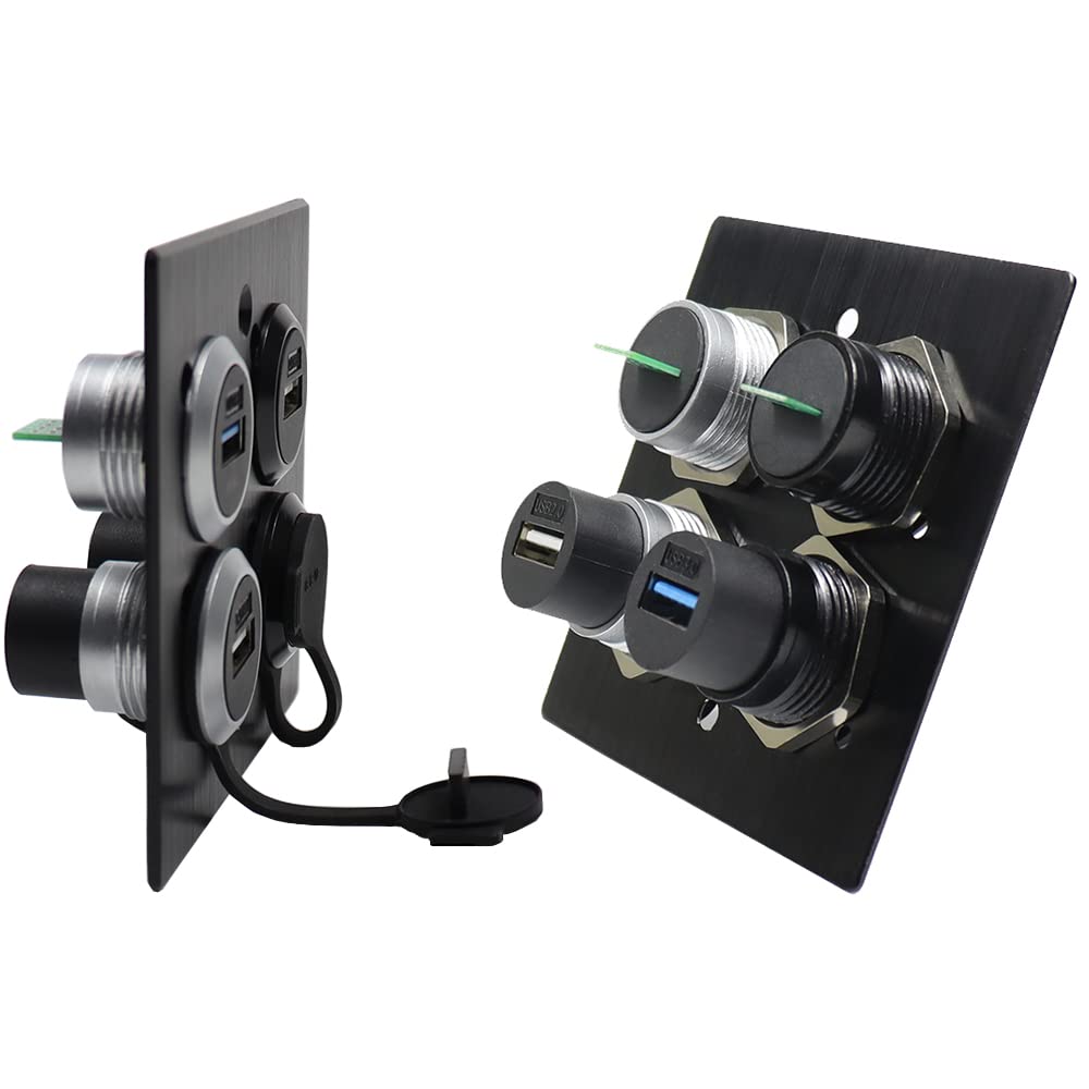 USB 2.0 Panel Mount Coupler Female to Female Bulkhead Adapter with Dustcap S754220