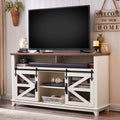 Antique White Wood TV Stand with Storage Shelves T3670