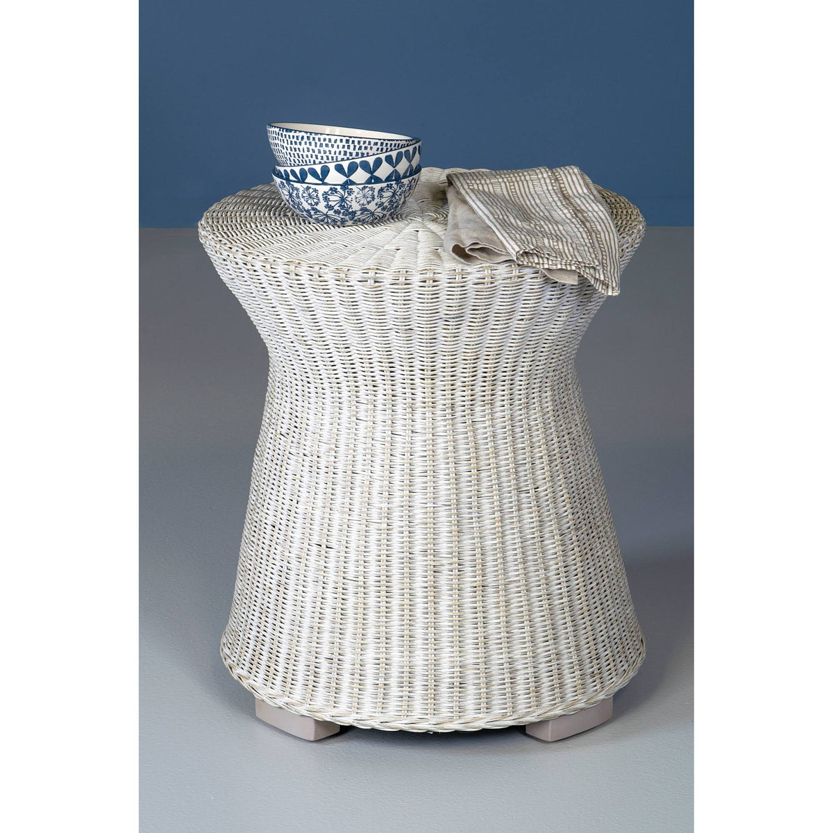 White Rattan Accent Table N9809
