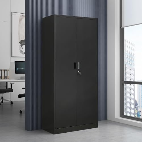 72" Lockable Steel Storage Cabinet with Doors and Shelves E573
