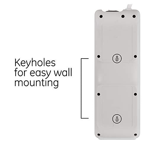 White 7-Outlet Surge Protector with 2 USB Ports C19199