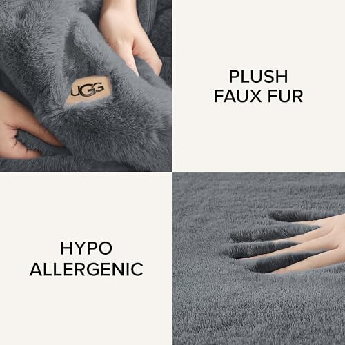 Charcoal Dark Grey 50-inch x 70-inch Faux Fur Throw Blanket V57725