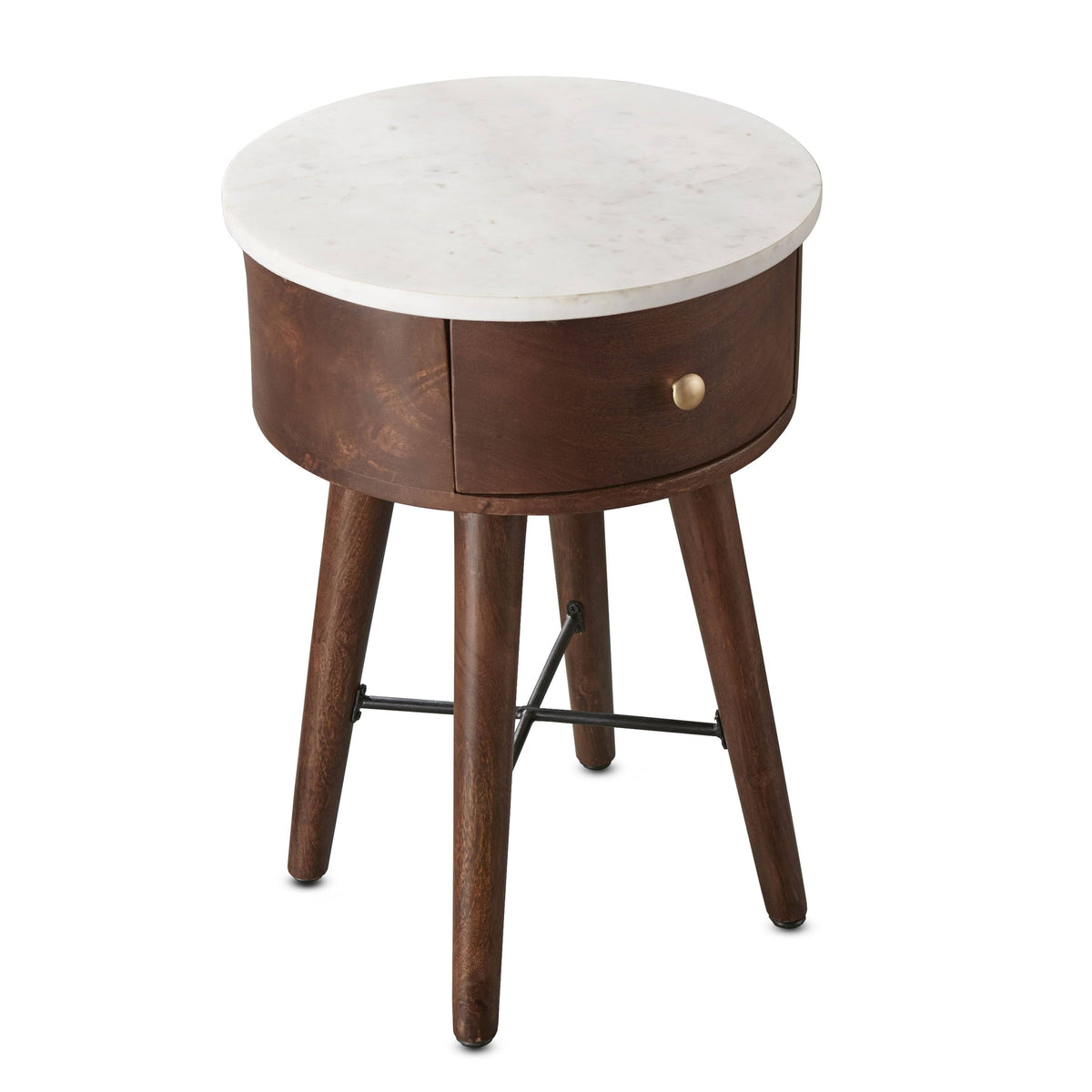 White and Brown Cherry Round End Table X262