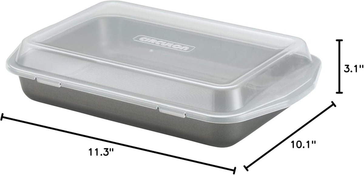 Nonstick Baking Pan With Lid, Rectangle - 9 Inch x 13 Inch, Gray D225