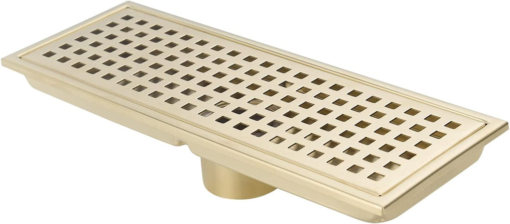 Brushed Gold SUS304 Stainless Steel Rectangular Shower Floor Drain Pack of 2 S2953