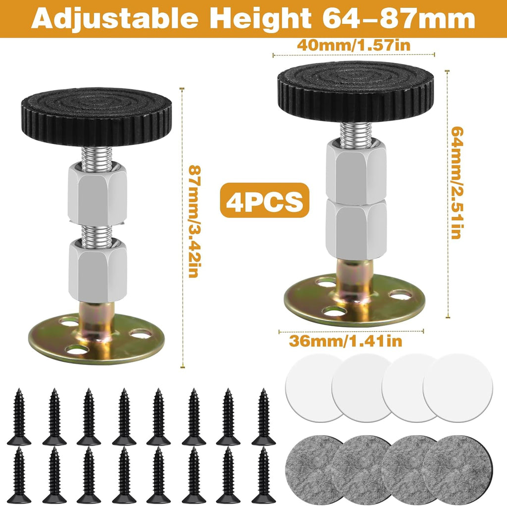 4 Pcs Adjustable Furniture Legs with 16 Thread, 64-87mm E70293