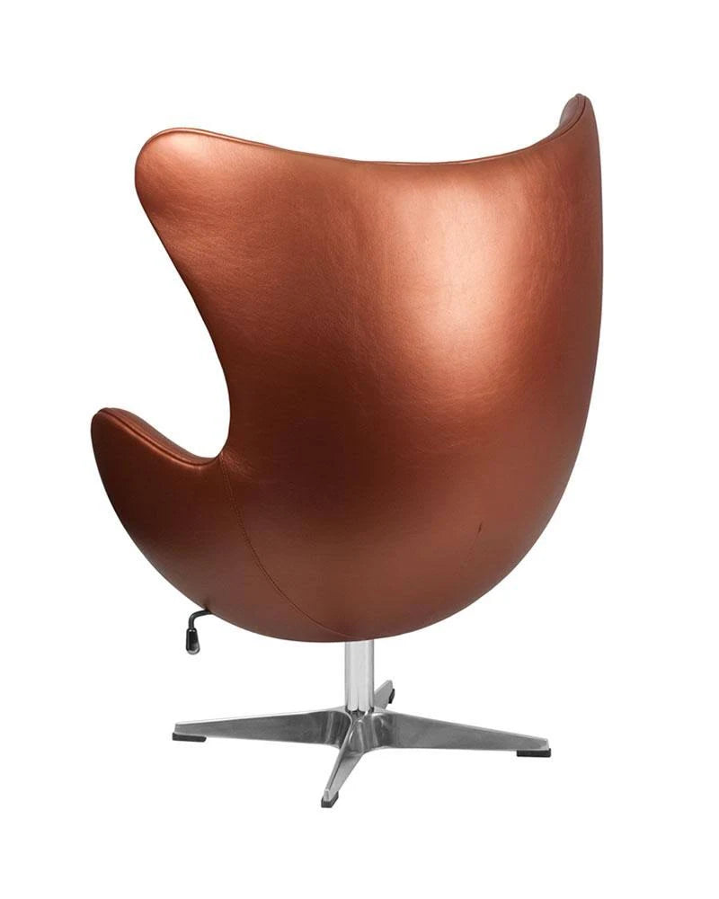 Gold Leather Egg Chair with Tilt-Lock Mechanism V61241