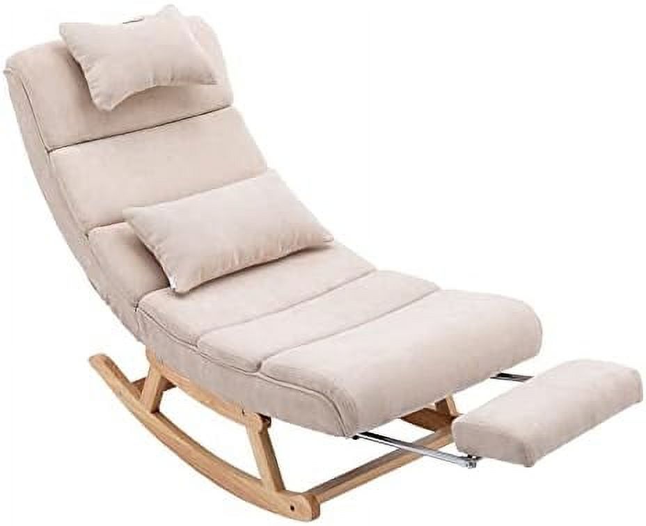 PU Leather Upholstered Rocking Recliner Chair with Pillows & Foot E7474