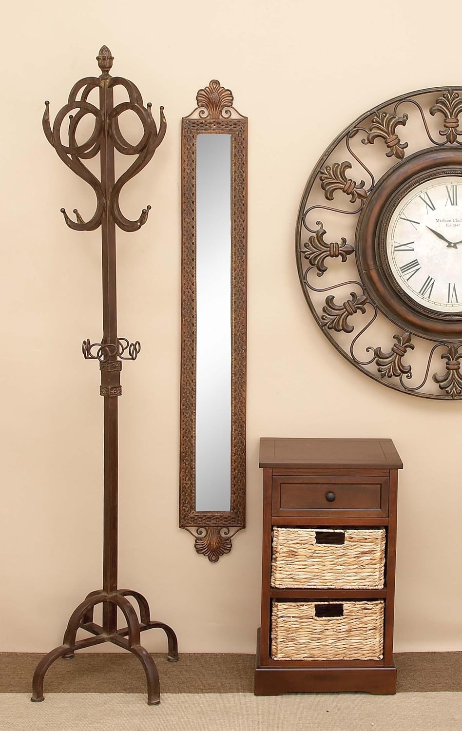 Modern Cabinet with 2-Wicker Basket P34976