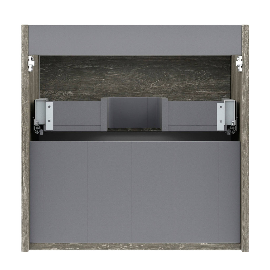 Charred Oak Wood 24 x 24 x 18 inch Bathroom Vanity Cabinet with Ceramic Top Sink Y838