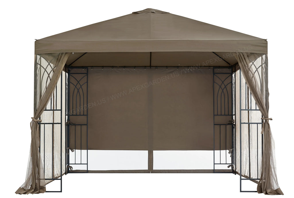 10' x 10' Single-Tier Steel Gazebo with Mosquito Net J496
